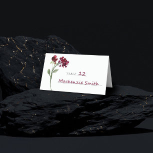 Wildbloom   Crimson Red Bohemian Garden Flowers Place Card