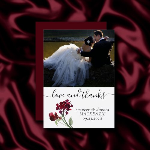 Wildbloom  Crimson Red Bohemian Photo Love and Thank You Card
