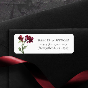 Wildbloom   Crimson Red Bohemian Return Address Label