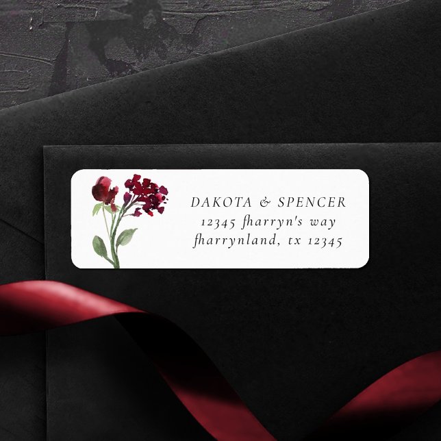 Wildbloom | Crimson Red Bohemian Return Address Label (Creator Uploaded)