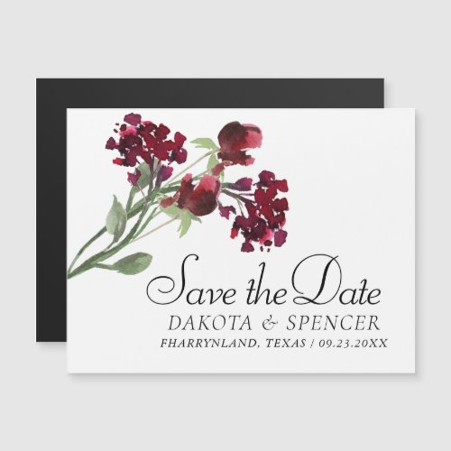Wildbloom  Crimson Red Bohemian Save the Date Magnetic Invitation