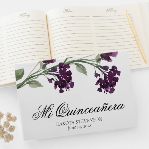 Wildbloom  Deep Purple Bohemian Flowers Event Guest Book