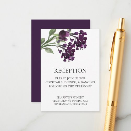 Wildbloom  Deep Purple Bohemian Flowers Reception Enclosure Card