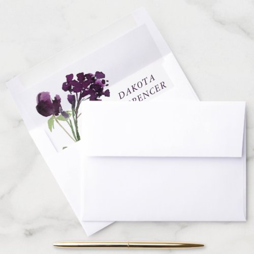 Wildbloom  Deep Purple Bohemian Garden Flowers Envelope Liner