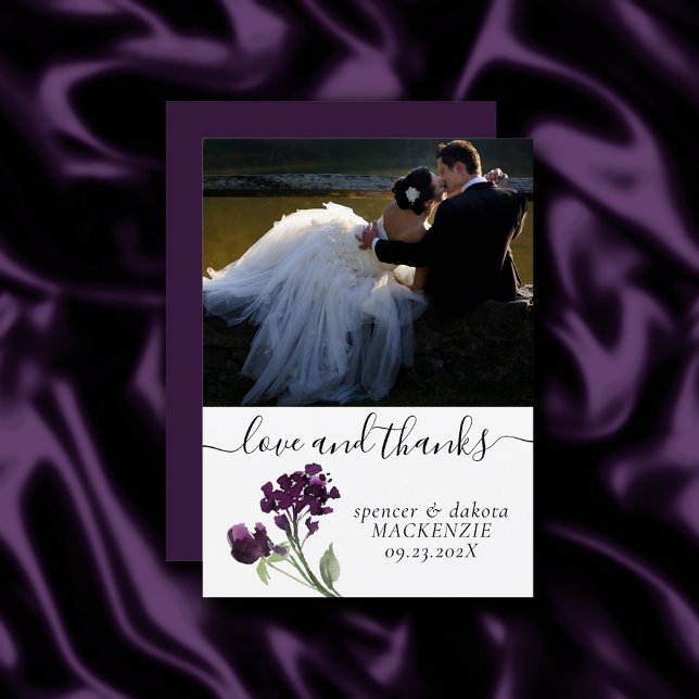 Wildbloom | Deep Purple Bohemian Photo Love and Thank You Card (Creator Uploaded)