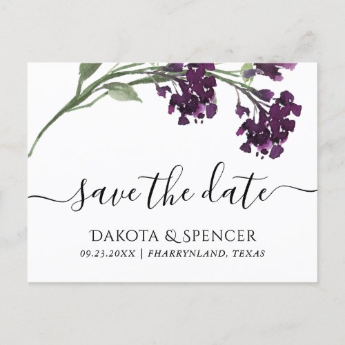 Wildbloom  Deep Purple Bohemian Save the Date Announcement Postcard