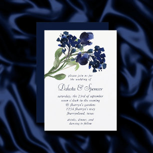 Wildbloom Navy Blue Bohemian Flowers Invitation