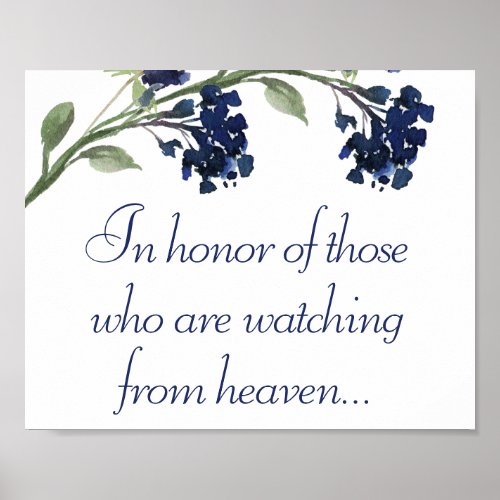 Wildbloom  Navy Blue Bohemian Flowers Memorial Poster