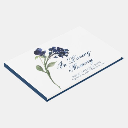 Wildbloom  Navy Blue In Loving Memory Funeral Guest Book