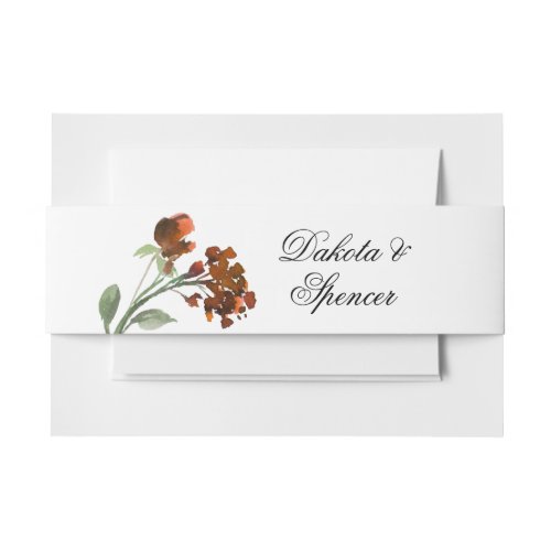 Wildbloom  Terra Cotta Orange Bohemian Flowers Invitation Belly Band