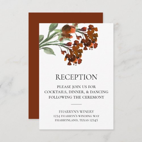 Wildbloom  Terra Cotta Orange Bohemian Reception Enclosure Card