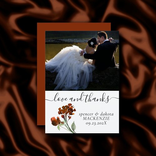 Wildbloom  Terra Cotta Orange Photo Love and Thank You Card