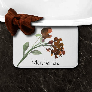 Wildbloom Terracotta Orange Bohemian Custom Bath Mat