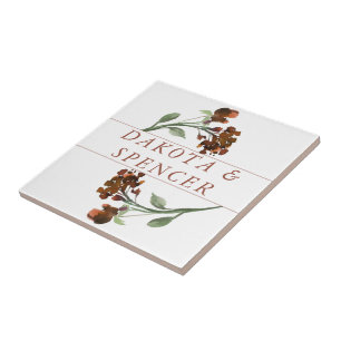 Wildbloom Terracotta Orange Bohemian Custom Ceramic Tile