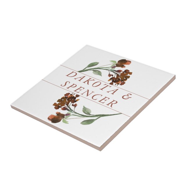 Wildbloom | Terracotta Orange Bohemian Custom Ceramic Tile (Side)