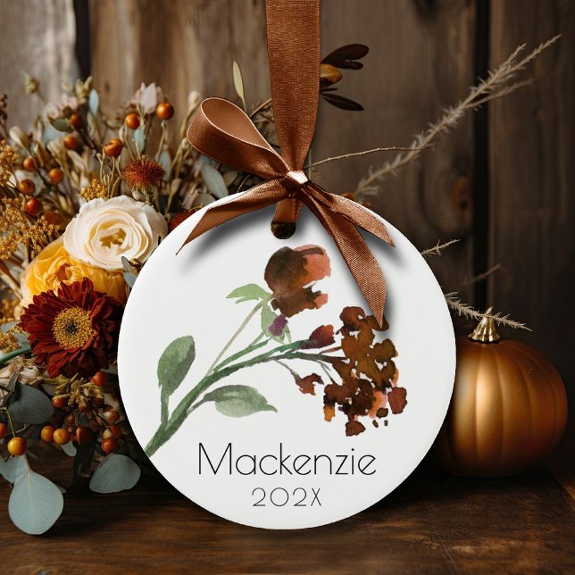 Wildbloom | Terracotta Orange Bohemian Custom Glass Ornament (Creator Uploaded)