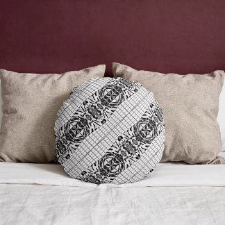 Wildcat Matrix - Bengal Cat Leopard Black & White Round Pillow