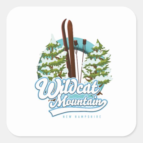 Wildcat Mountain New Hampshire Ski poster Button Square Sticker