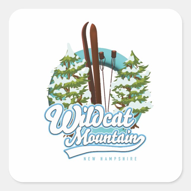 Wildcat Mountain New Hampshire Ski poster Button Square Sticker (Front)