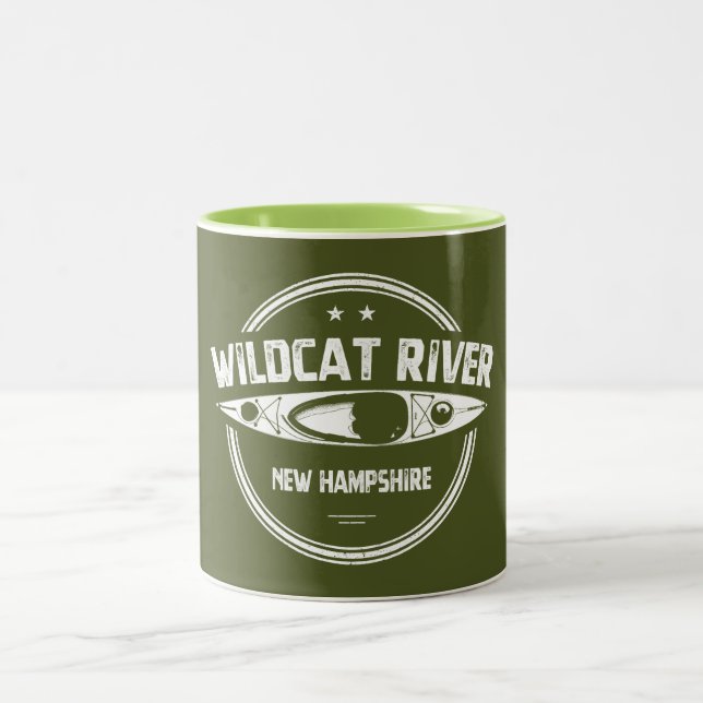 Wildcat River New Hampshire Kayak Two-Tone Coffee Mug (Center)