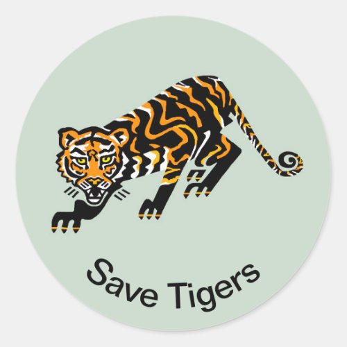 Wildcat _Save TIGERS _ Endangered animal _ Green Classic Round Sticker