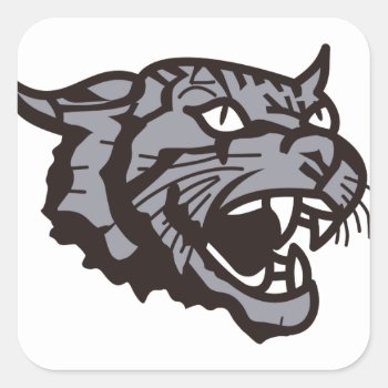 Wildcat Square Sticker by Grandslam_Designs at Zazzle