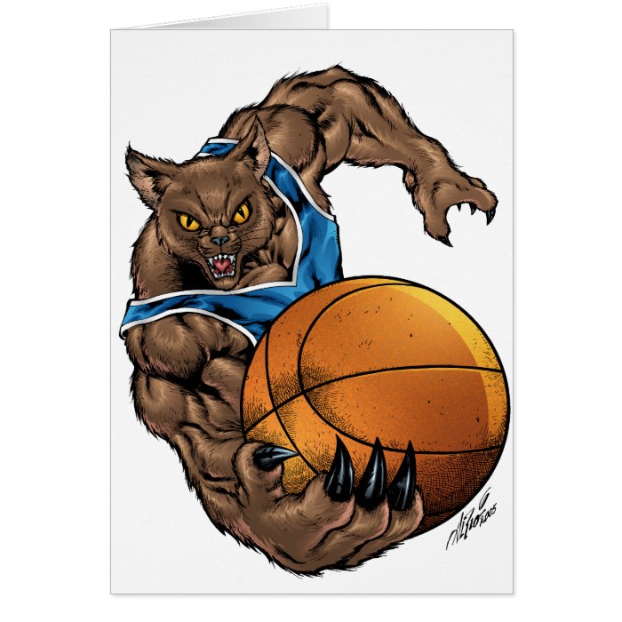 Wildcats Bobcats Basketball Blue, White Stripe Card