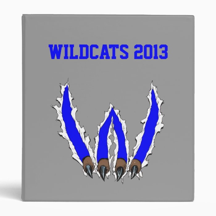 Wildcats Claw Ripping Through Design   Blue 3 Ring Binders