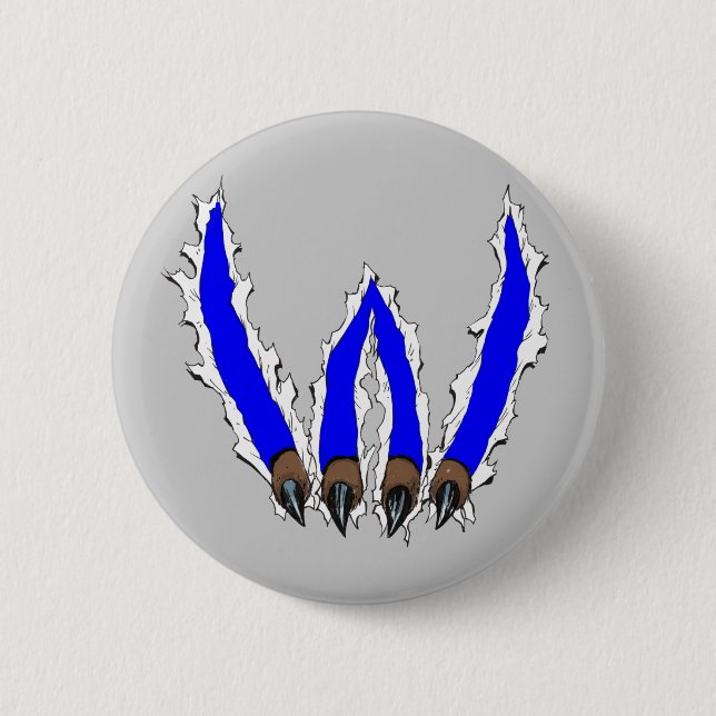 Wildcats Claw Ripping Through Design - Blue Button (Front)