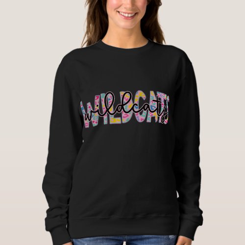 Wildcats Colorful Leopard School Spirit Sweatshirt