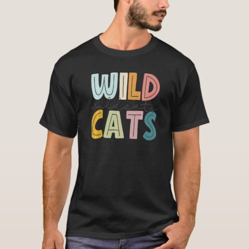 Wildcats Mascot School Spirit Sports Cheer Fan Tea T_Shirt