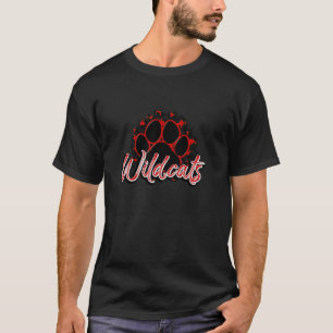Wildcats Red Black Cheetah School Sports Fan Team  T-Shirt
