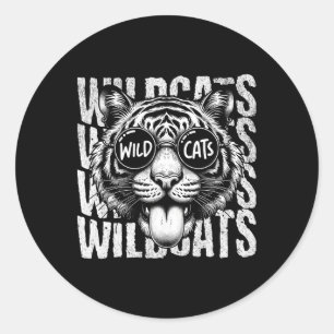 Wildcats School Sports Fan Team Spirit Back To Sch Classic Round Sticker