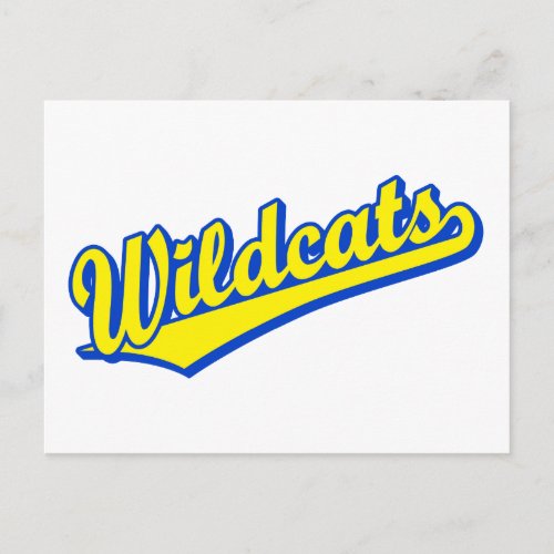 Wildcats script logo in gold and blue 2 postcard