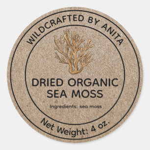 Wildcrafted Dried Sea Moss Kraft Paper Style Classic Round Sticker
