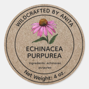Wildcrafted Echinacea Purpurea Purple Coneflower Classic Round Sticker
