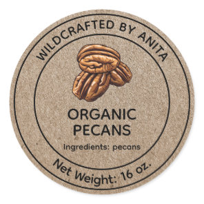 Wildcrafted Organic Pecans Kraft Paper Style Classic Round Sticker