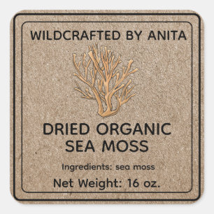 Wildcrafted Organic Sea Moss Kraft Paper Style Square Sticker
