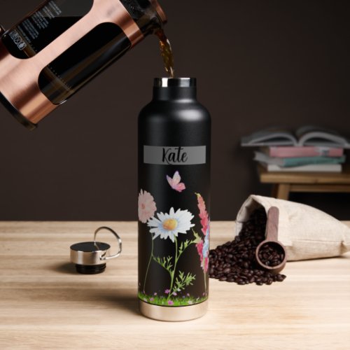 Wilde Flower Customizable  Water Bottle