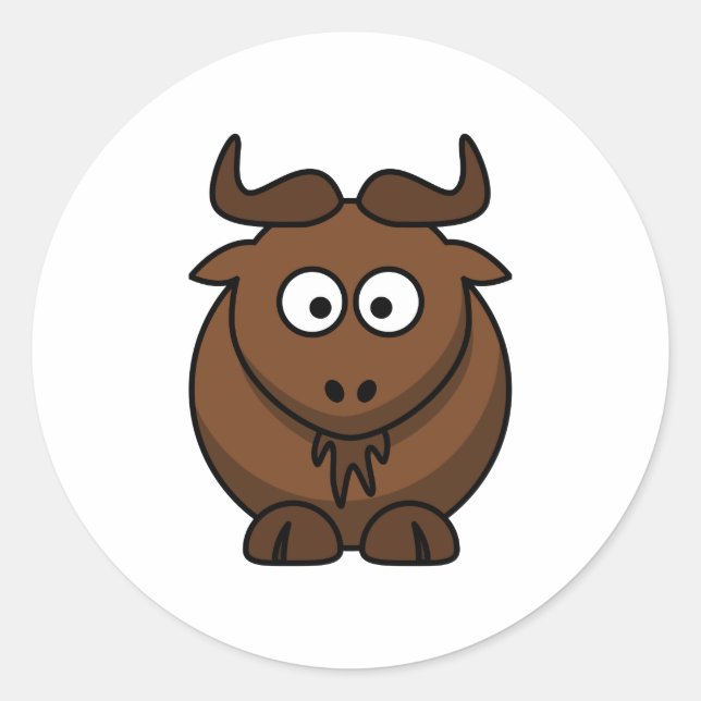Wildebeast Cartoon Classic Round Sticker (Front)