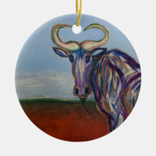 Wildebeest Ceramic Ornament (Front)