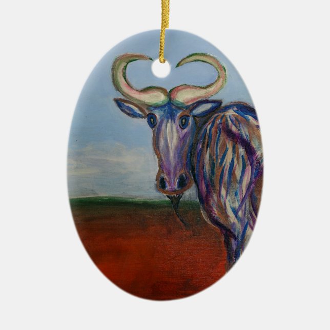 Wildebeest Ceramic Ornament (Front)