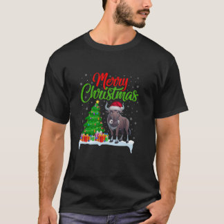 Wildebeest Christmas Tree Lights Funny Xmas Wildeb T-Shirt