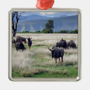 Wildebeest herd metal ornament