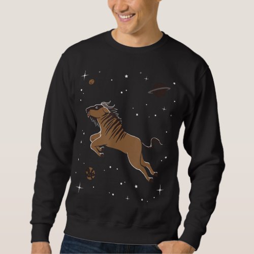 Wildebeest In Space _ Astronomy Gnu Sweatshirt