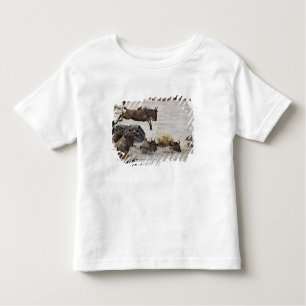 Wildebeest jumping into Mara River Toddler T-shirt