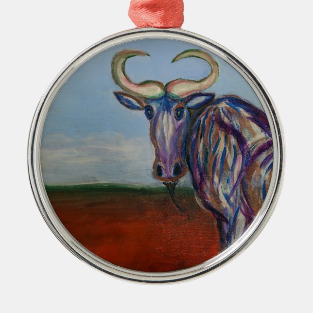 Wildebeest Metal Ornament (Front)