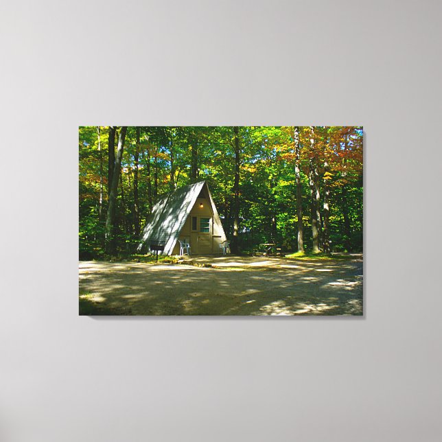 Wilderness A-Frame Camping at Campground Canvas Print (Front)