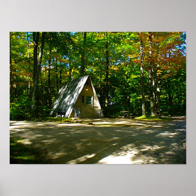 Wilderness A-Frame Camping at Campground Small Poster (Front)