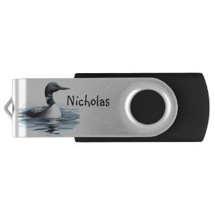 Wilderness Art Common Loon Bird Apron Flash Drive